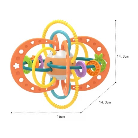 Sonajero Mordedor Mordillo Planetario Silicona Bebé Huanger Naranja