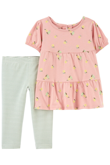 Set dos piezas calza y blusa escalonada de algodón Set dos piezas calza y blusa escalonada de algodón