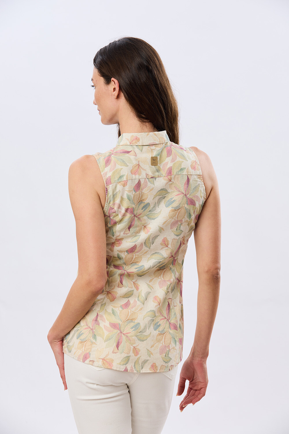 CAMISA DE LINO ESTAMPADA Coral