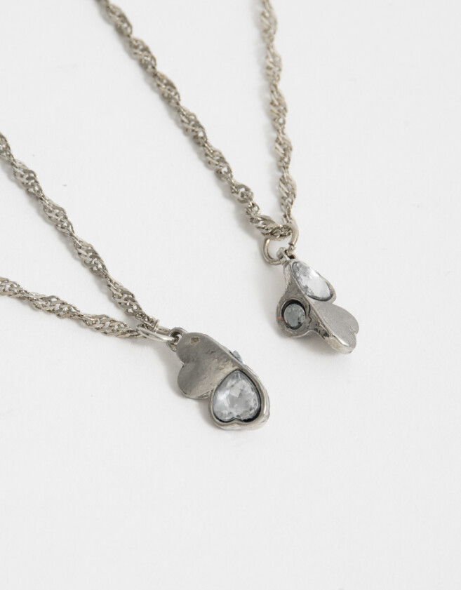 Collares para compartir Con strass Set De Collares Para Compartir - Plateado