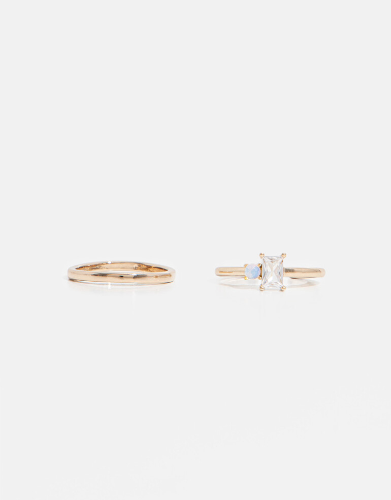 Sets Anillos Strass Set De Anillos Con Cubic - Dorado