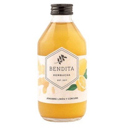 Bendita Kombucha jengibre, limón y cúrcuma 250ml Bendita Kombucha jengibre, limón y cúrcuma 250ml