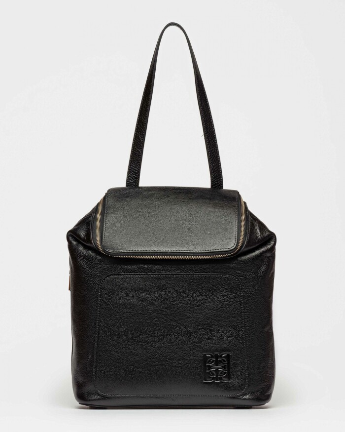 Mochila Mashenka en cuero vegetal liso Negro