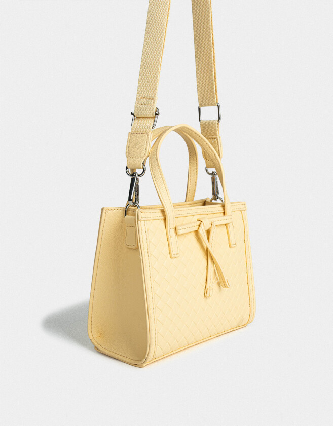 City Tendencia Cartera Mini City Trenzada - Amarillo Claro