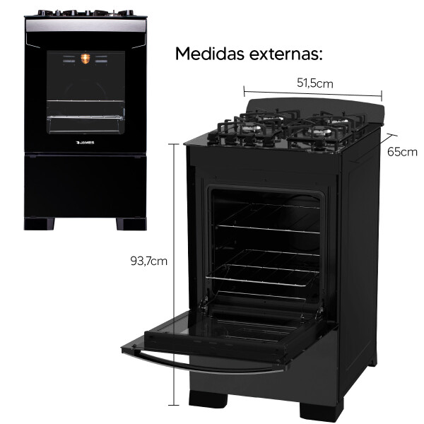 Cocina A Gas James C 804 V COCINA JAMES SUPERGAS C804V NEGRA 7804