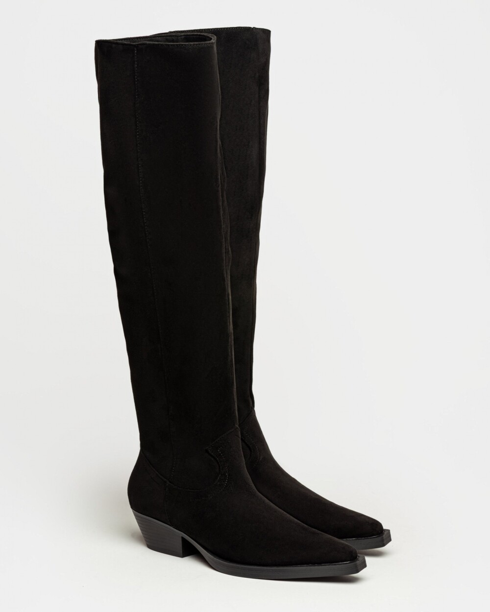 Bota caña alta Jolene en efecto gamuza Negro