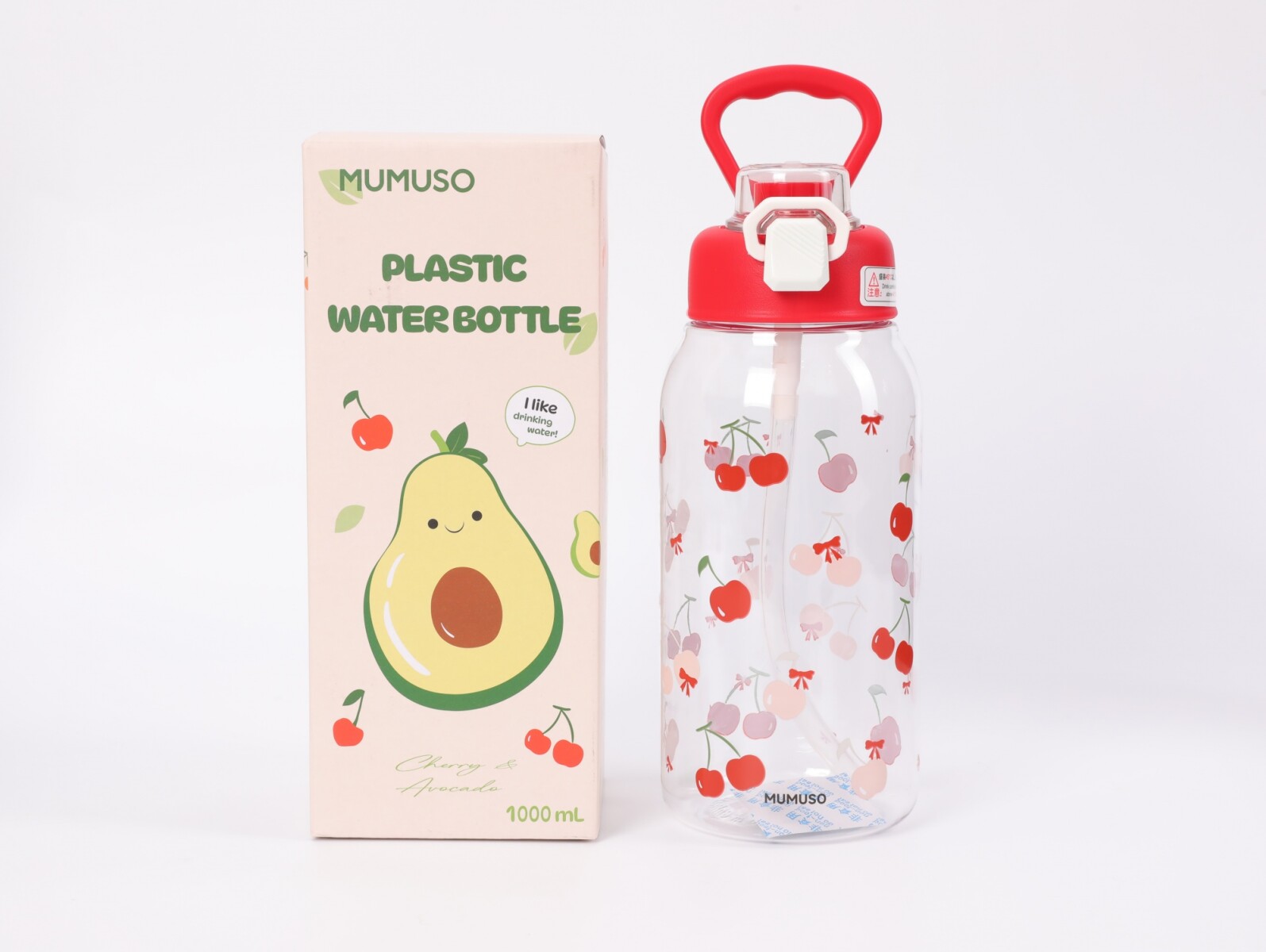 BOTELLA CON TAPA ABATIBLE DE CEREZAS (ROJA/1000 ML) 