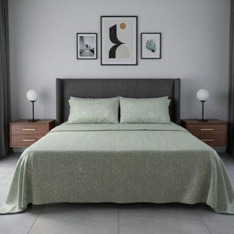 Acolchado Red Flex 2 Plazas Sommier – Máximo abrigo y cobertura VERDE CON FLORES BLANCAS
