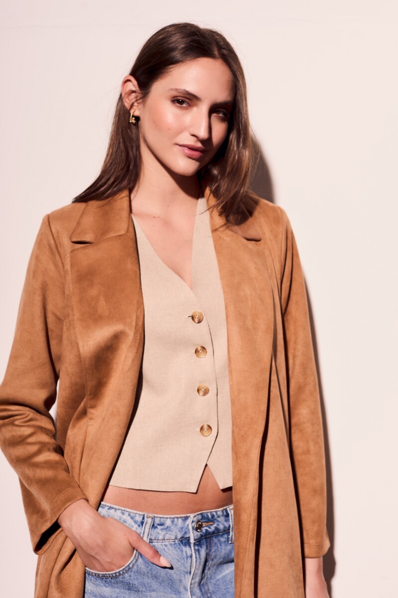 Trench Gamuza Cuero Vegano Beige