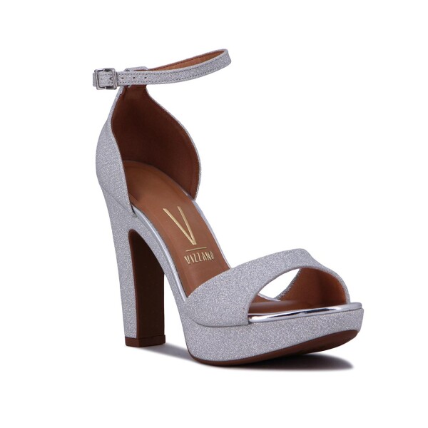 Sandalia Mujer Vizzanotaco Alto Brillosas Plata
