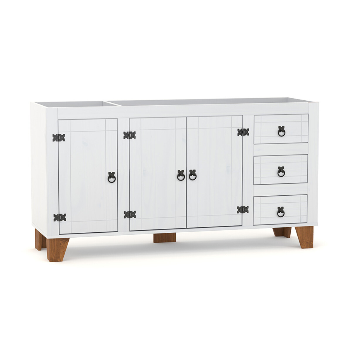 Bajo mesada 3 puertas 3 cajones Linea Naturale - Blanco/Roble 