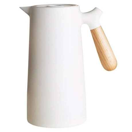Jarra Termica 1L Plastico Mango Madera Blanco