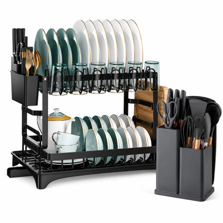 Set Utensilios Cocina 19Pz + Escurridor 2Niv Acero Inox Gris