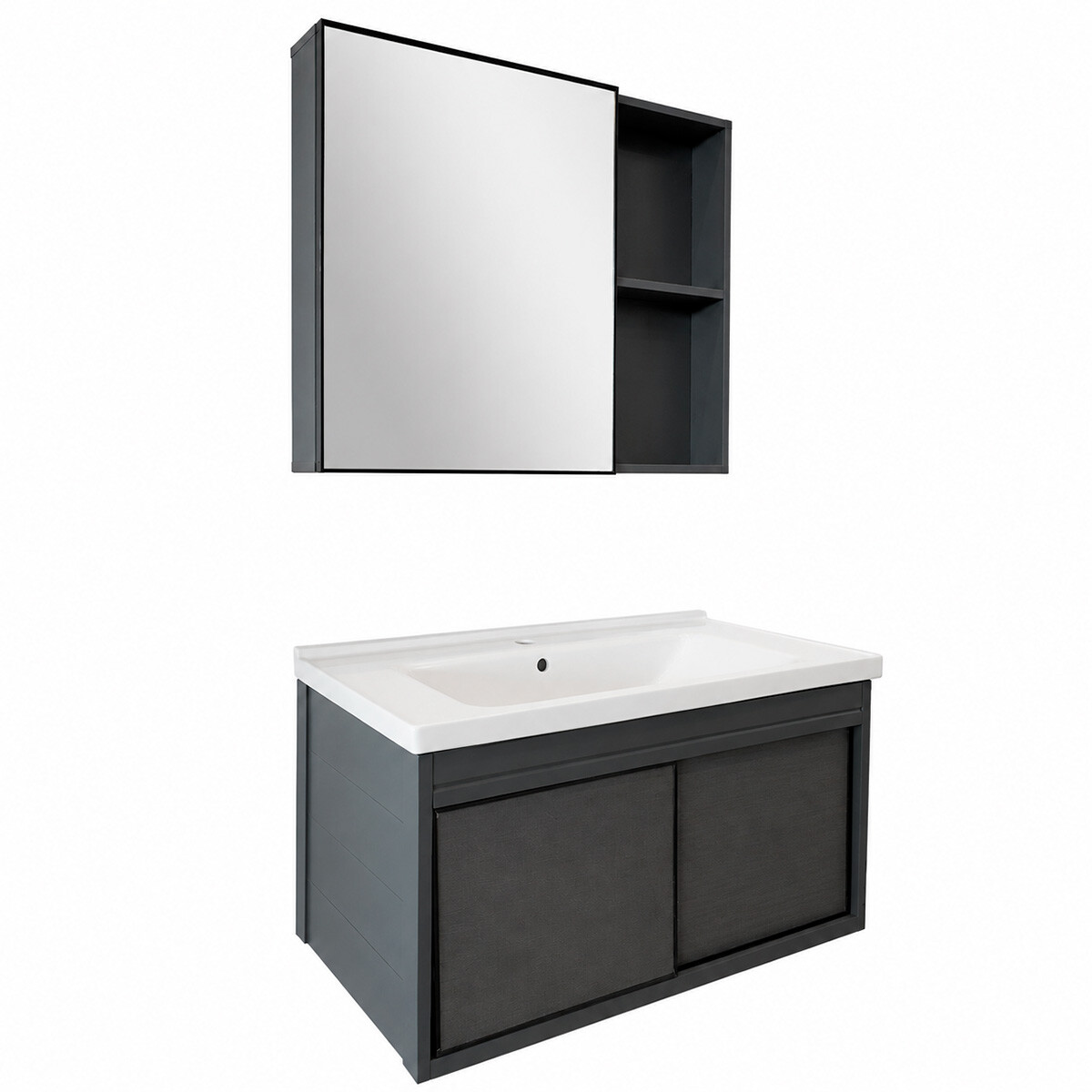 Conjunto De Baño Habitare Modelo Nba39-80b / Mueble + Bacha + Botiquín Con Espejo 