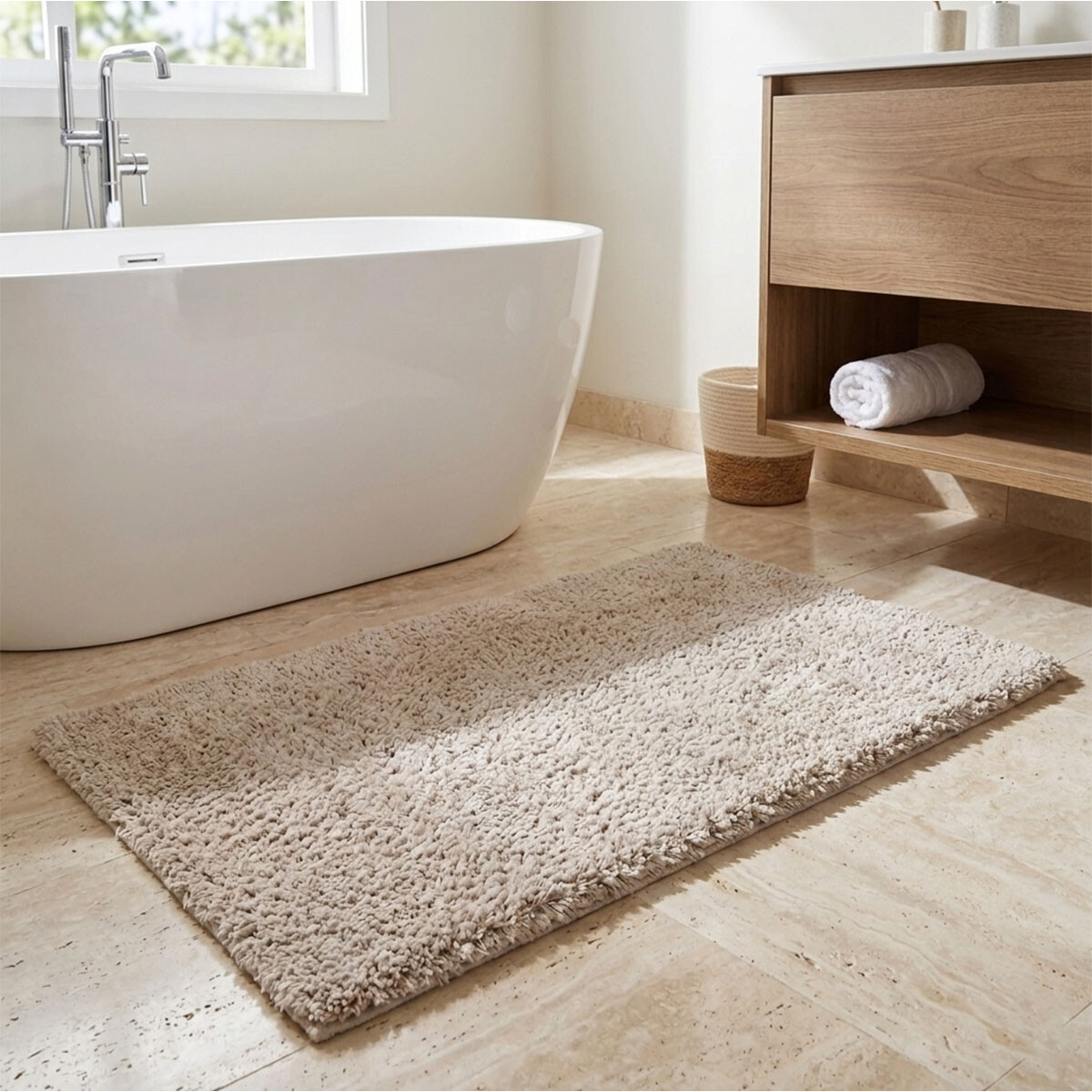 Alfombra Baño con Pelo Largo Home Class 40 x 60 cm - NATURAL 