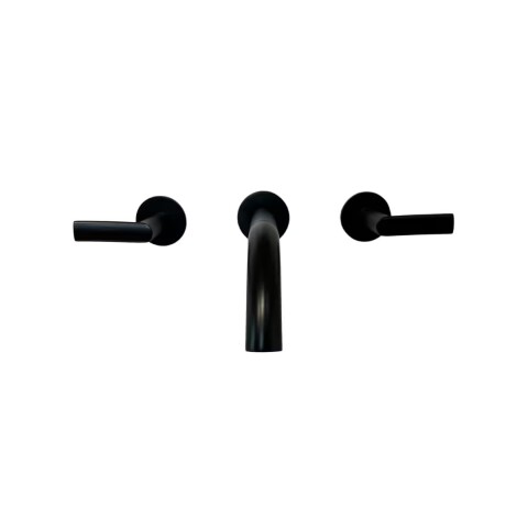 Griferia de lavatorio bimando de pared negro mate NOAR Griferia De Lavatorio Bimando De Pared Negro Mate Noar