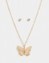 Bijouterie Set Con Mariposas Set De Aros Y Cadena Con Mariposa - Dorado