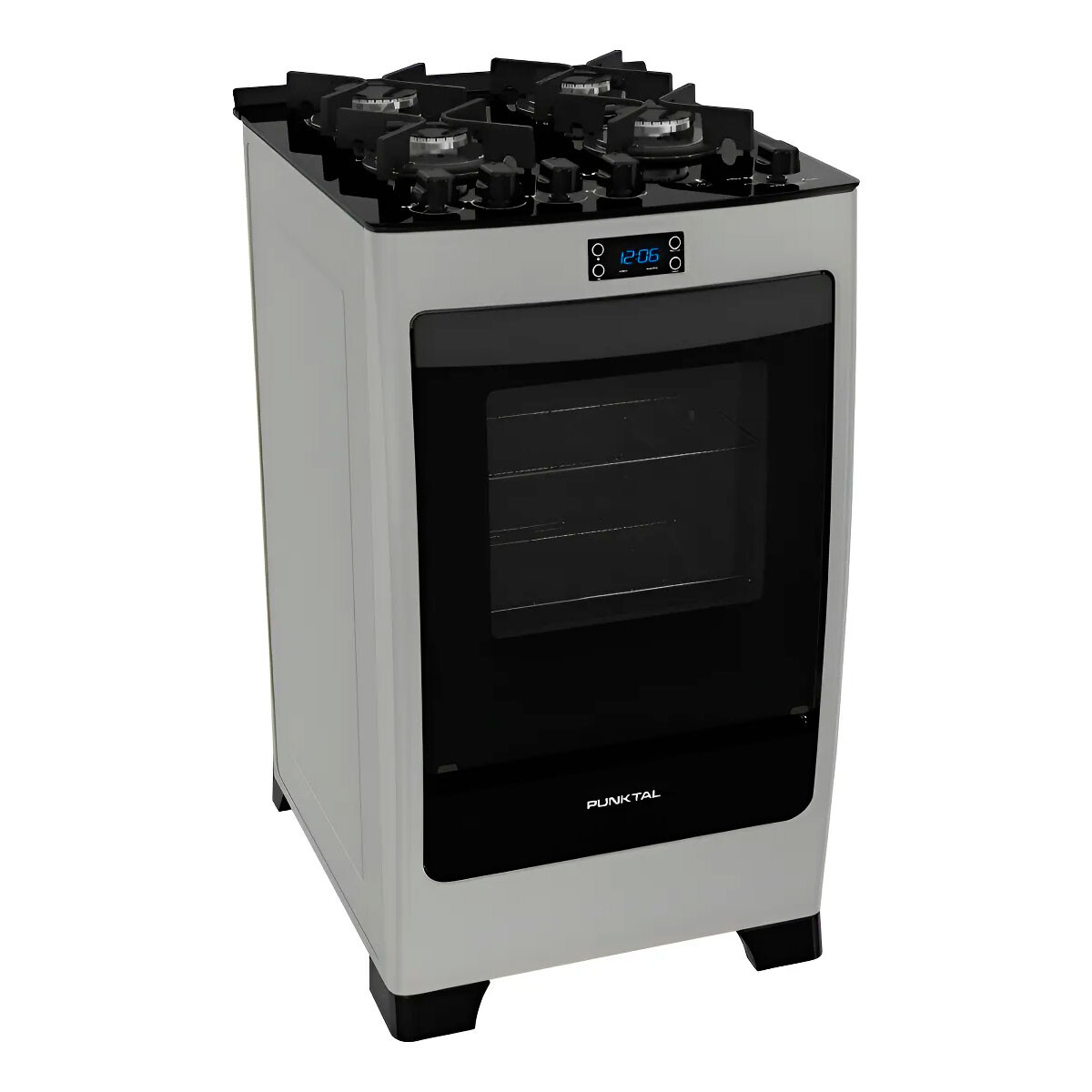 COCINA PUNKTAL PK-735 4H GRIS + Vidrio Negro Panel digital - N/A 