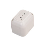 Caja ext c/ tomacorriente 3 en línea Presta blanco ELE00994