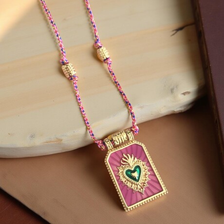 Collar Rosa Corazón Verde Collar Rosa Corazón Verde