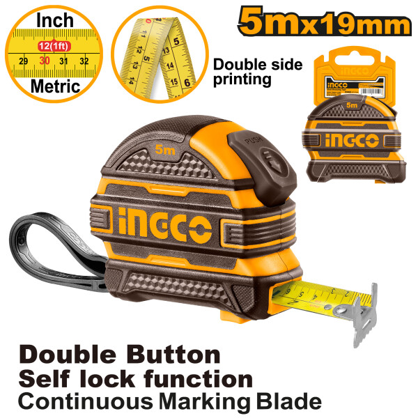 CINTA METRICA 5MT X 19MM METRICA Y PULGADAS INGCO HSMT08519 CINTA METRICA 5MT X 19MM METRICA Y PULGADAS INGCO HSMT08519