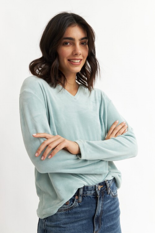 Remera m/l de plush VERDE MENTA