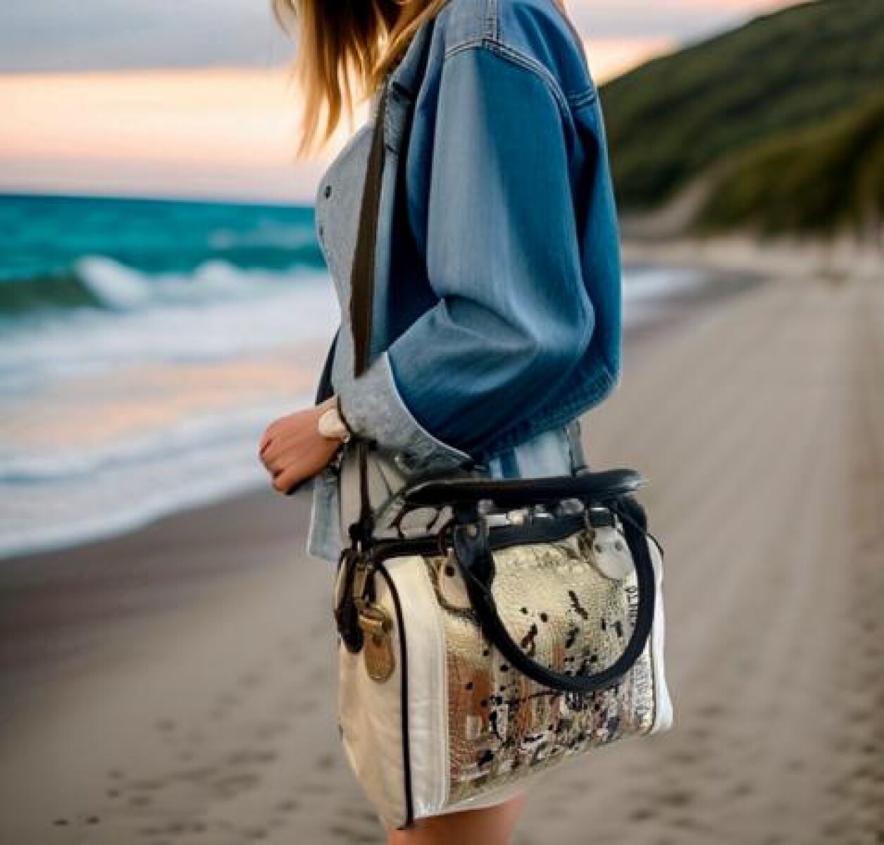 Bolso Kanda Blanco Y Negro Con Arte. 