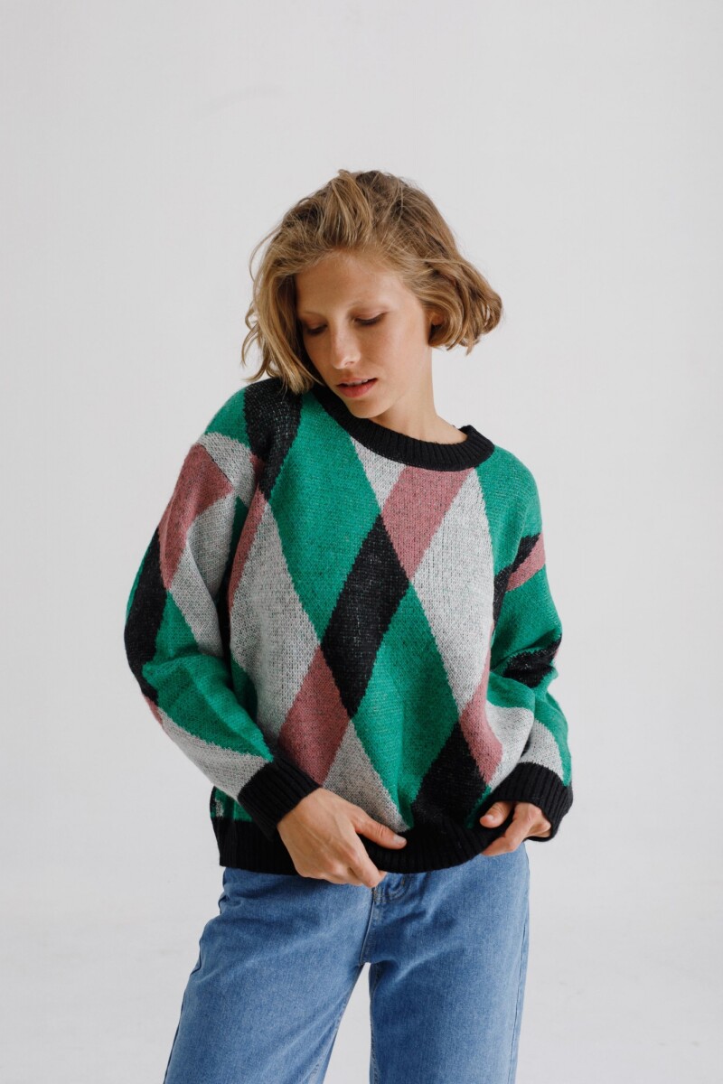 Sweater Dado Verde/Rosa