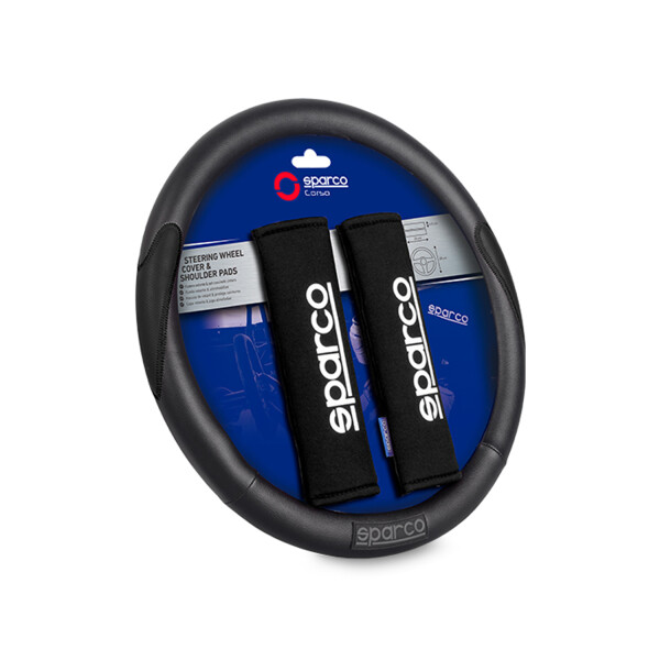 Kit Cubrevolante + Protector De Cinto Sparco Auto Negro Kit Cubrevolante + Protector De Cinto Sparco Auto Negro