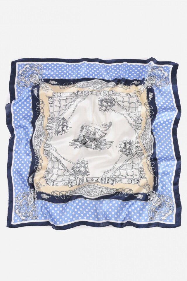Pañuelo estampado con lunares azul marino