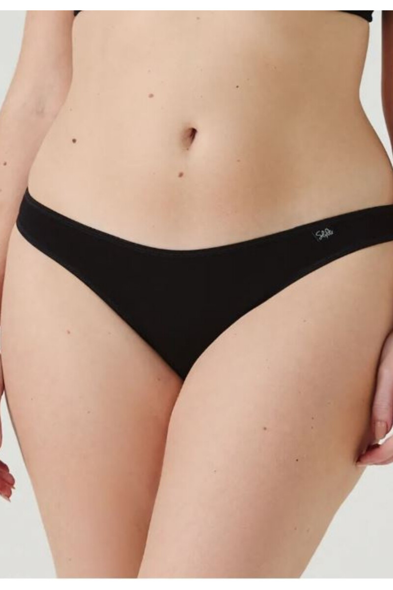 BIKINI ALGODON RECTO CAVADO NEGRO
