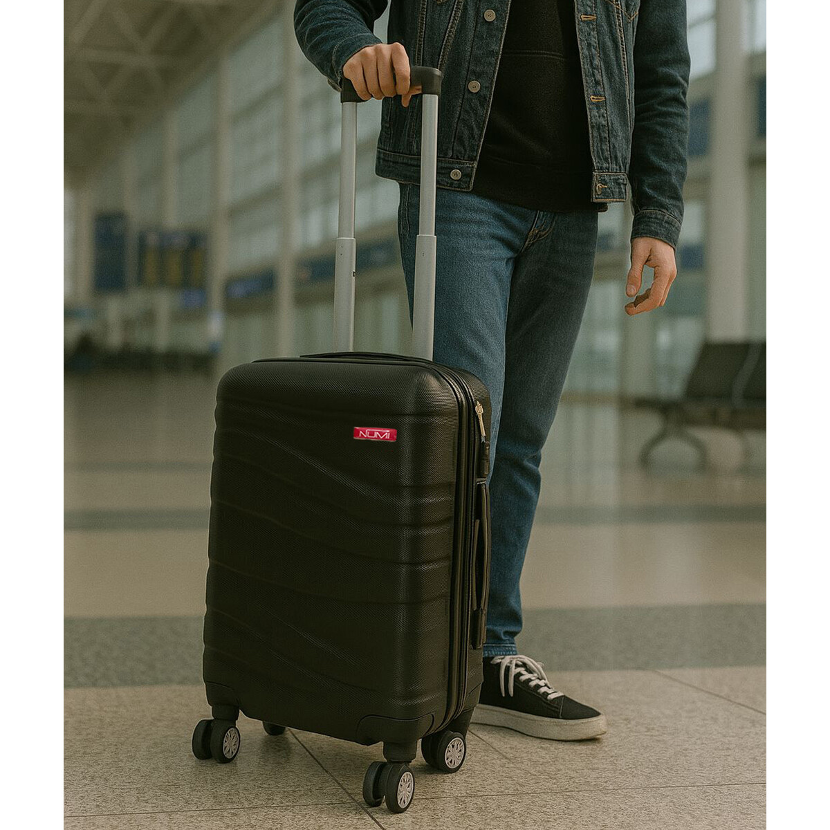 Valija Rigida Carry On Con Mango Telescopico Negro 