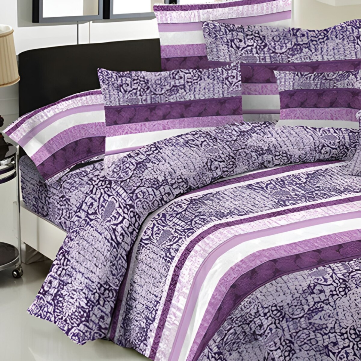 Acolchado Cotton Flor 2 plazas Queen 250x270cm - Violeta 