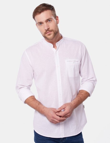 CAMISA DE LINO CUELLO MAO Blanco