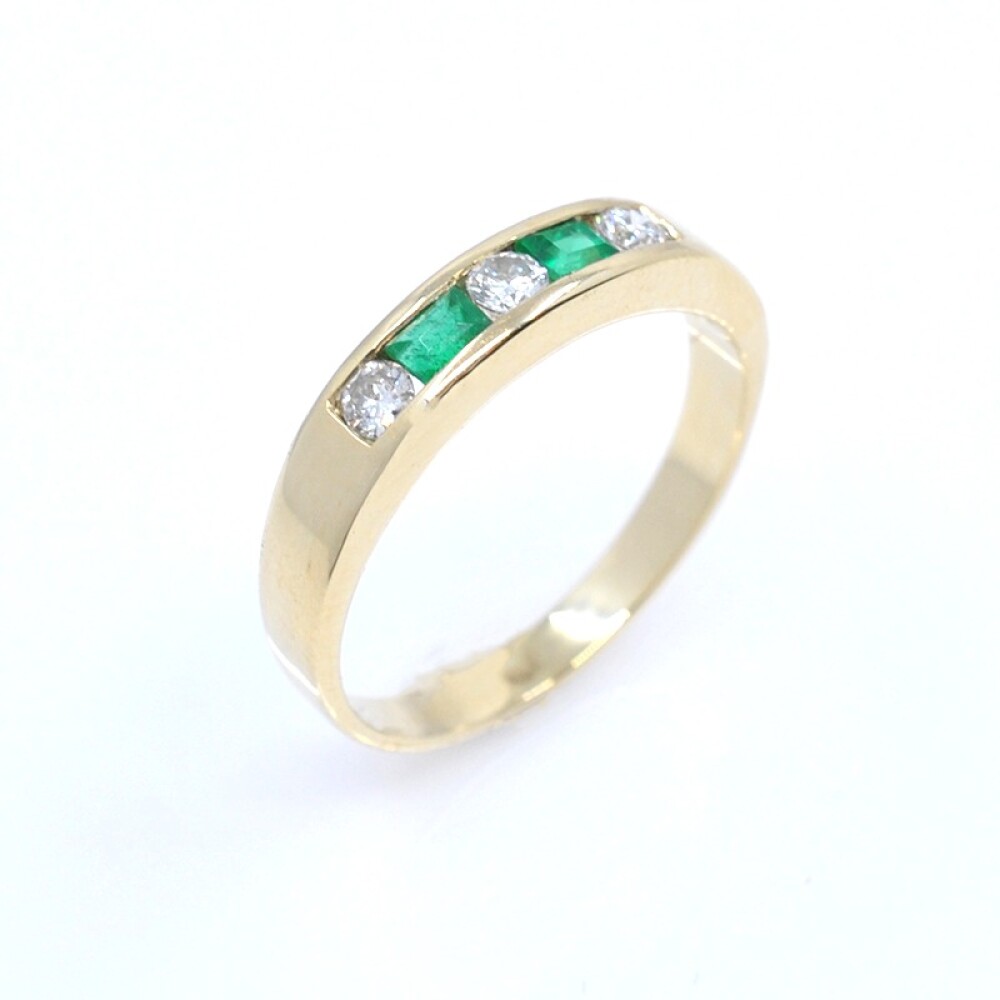 Medio sin fin en oro 18k amarillo esmeraldas y brillantes Medio sin fin en oro 18k amarillo esmeraldas y brillantes