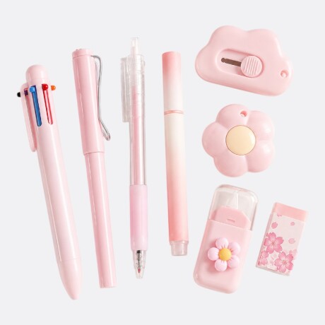 Set De Lapiceras Y Accesorios Para Escritorio Rosa