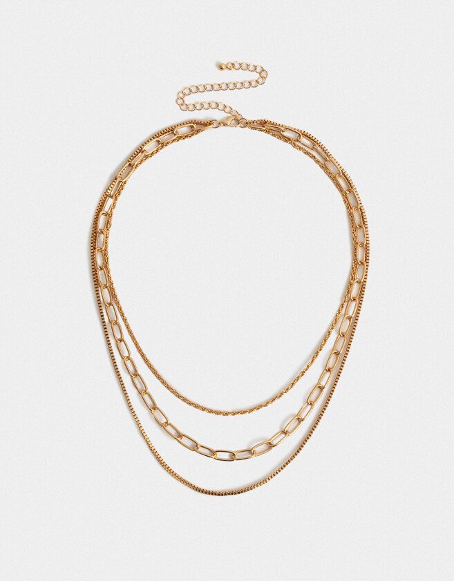 Collares Cortos Collar Corto Bañado En Oro - Dorado
