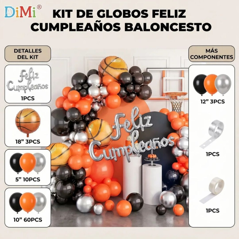 Kit Arco De Globos Básquetbol Para Cumpleaños Kit Arco De Globos Básquetbol Para Cumpleaños