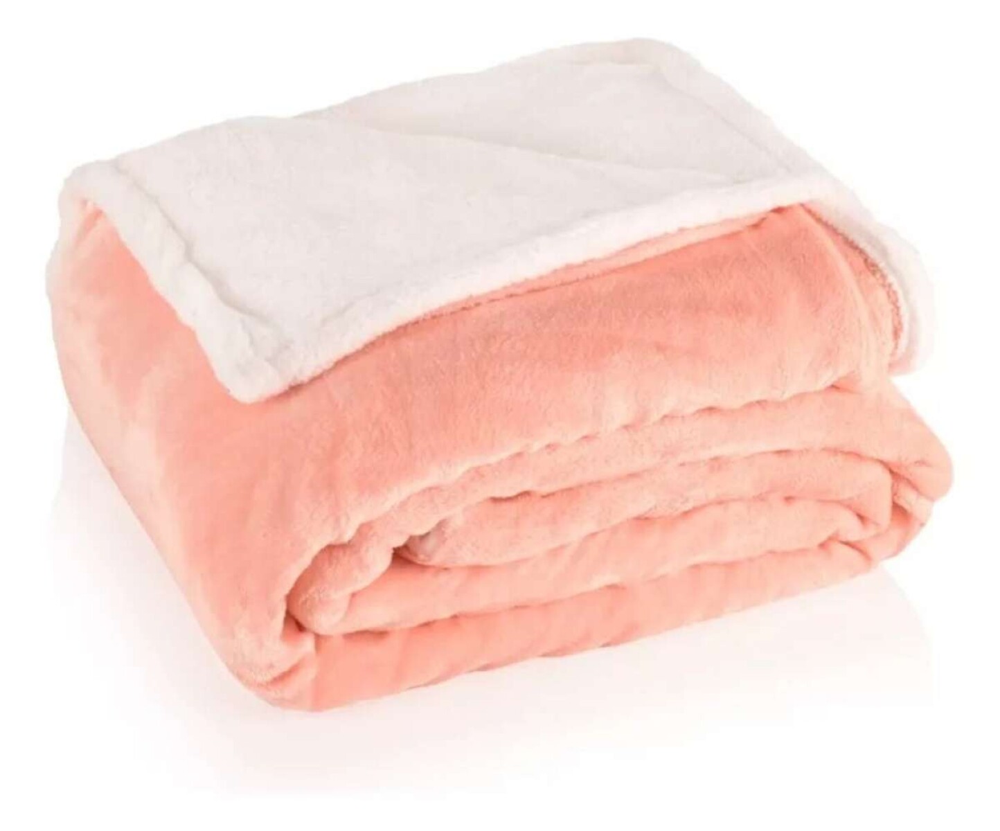 Frazada Reversible Polar Corderito Microfibra 1 Plaza - Salmón 