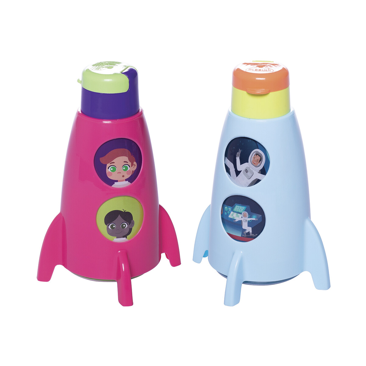 Botella con Forma de Cohete 320ml Varios Diseños - NIÑOS DEL MUNDO 