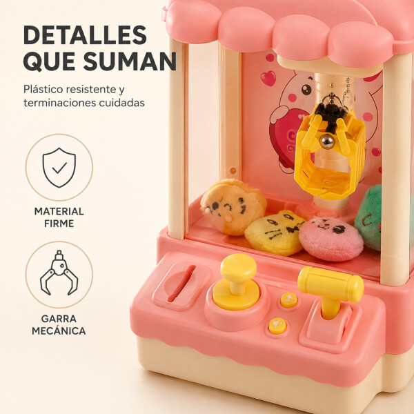 Máquina Infantil Grúa Agarra Juguetes Peluches Con Sonido Variante Color Rosa
