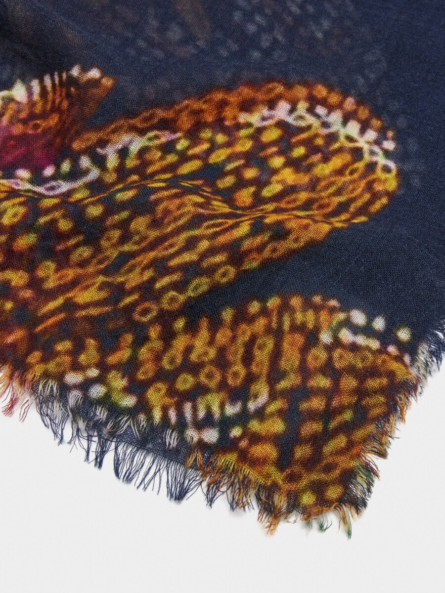Pañuelo Estampado Floral De Lana azul-marino