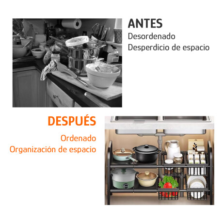 Organizador Extensible Multifunción 2 Niveles 53-83x49x25cm Negro