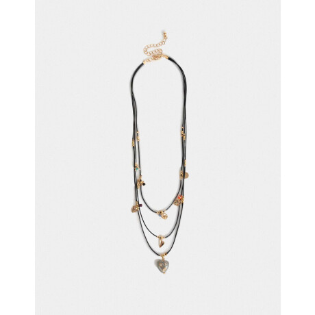 Collares Cortos Con Piedra Natural Dorado