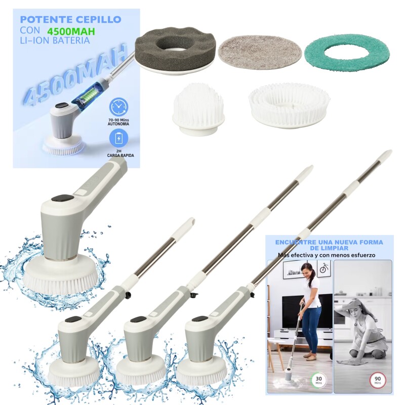 Cepillo electrico inalambrico recargable hogar cocina baño set accesorios Mango Largo Spray Sin Color