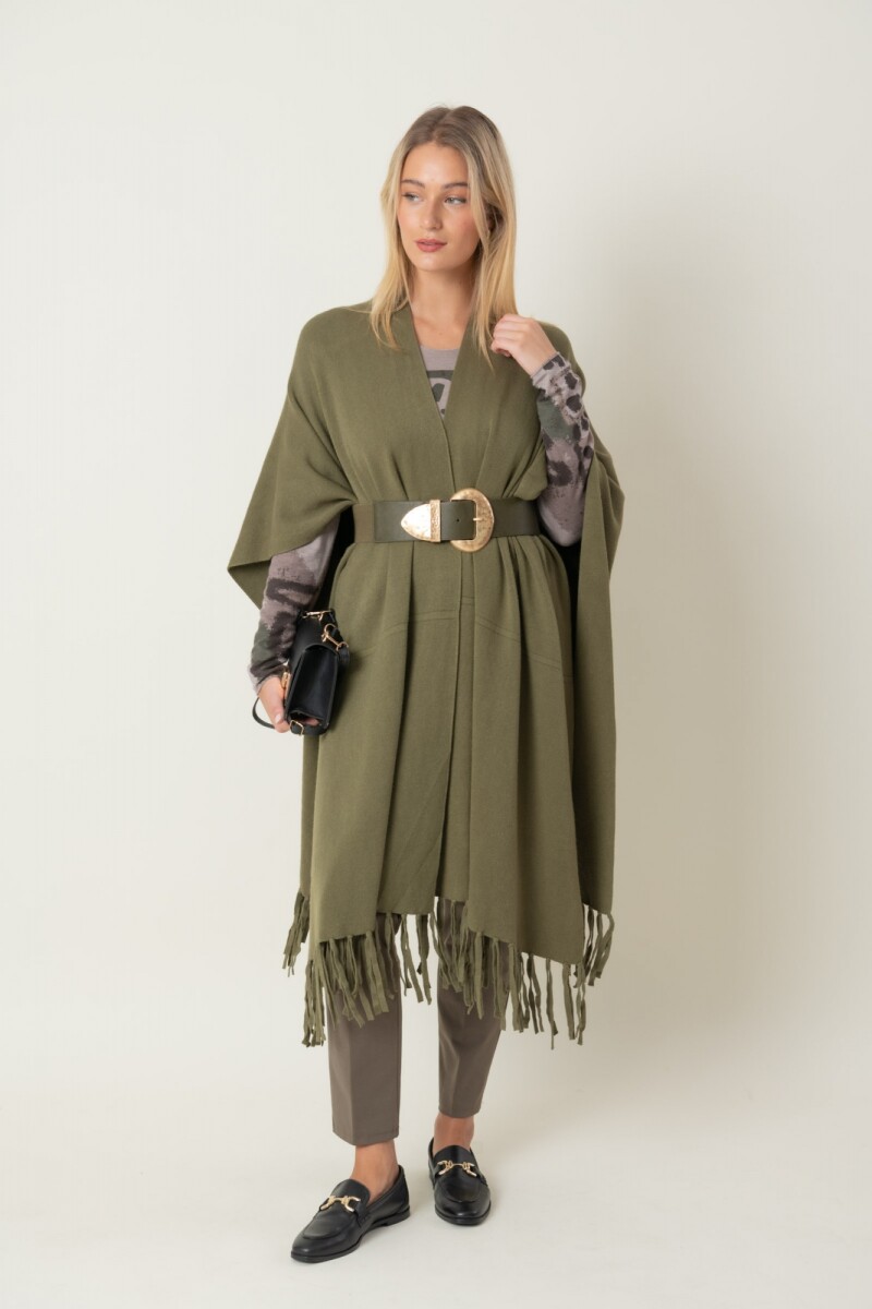 RUANA MADRE PERLA - Verde seco 
