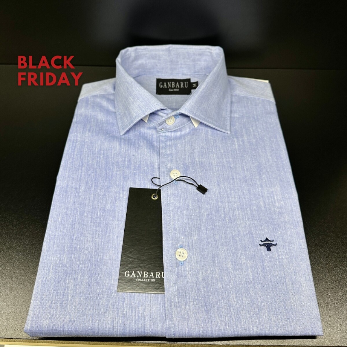 CAMISA DE LINO - Celeste jaspeado 