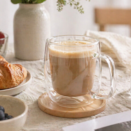 Pocillo doble pared de vidrio con asa - 350ml Sc