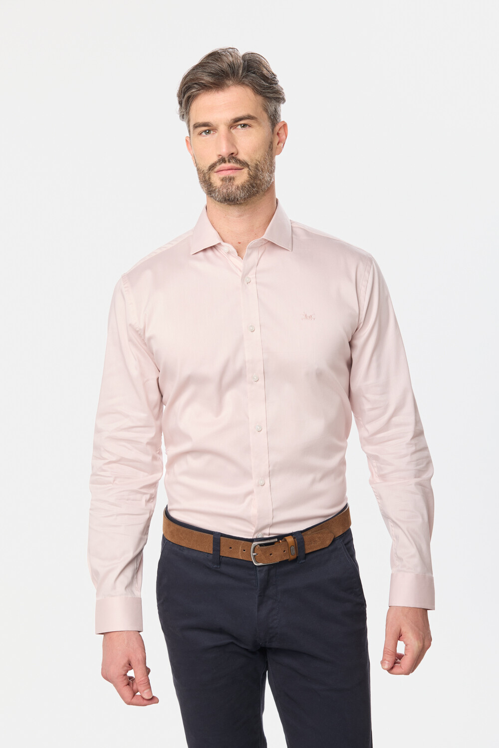 CAMISA DE VESTIR CON SPANDEX Rosa