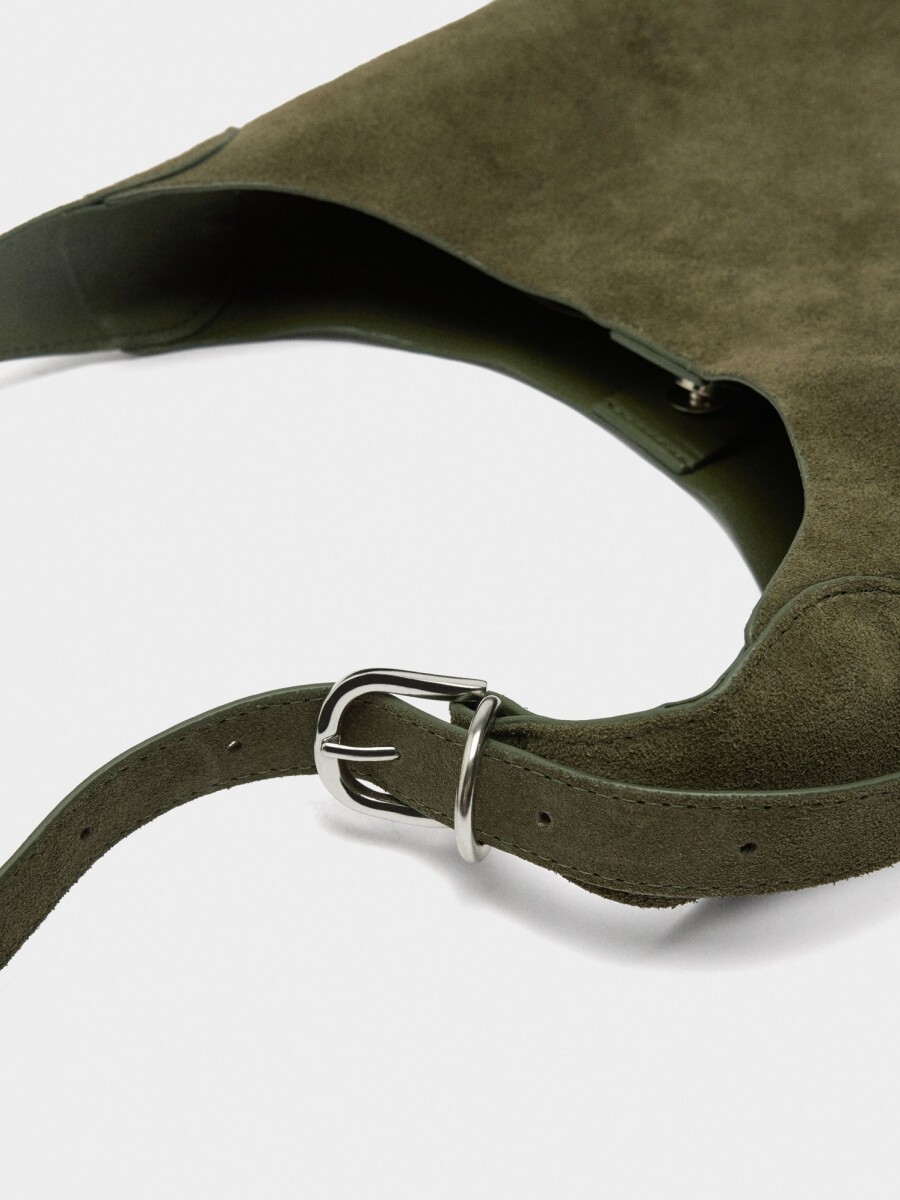 Bolso De Hombro De Piel Serraje caqui